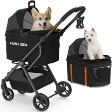 Pet Stroller 4 in 1, Cat Strollers with Detachable Carrier No-Zip Canopy, Por...