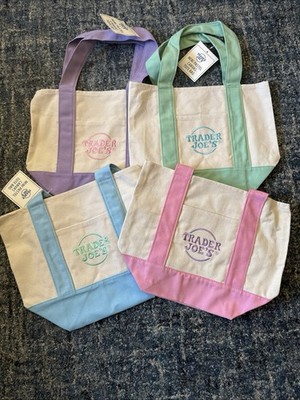 Trader Joe s 2026 Mini Pastel Canvas Tote Bag Set Of 4 IN HAND READY TO SHIP!!!!