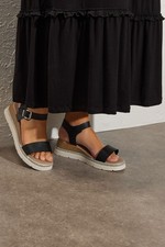 Yours Curve Women's Diamante Flatform Sandals In Wide E & Extra Wide EEE Fit