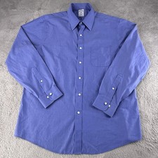 Brooks Brothers Shirt Mens 16 34/35 Blue Solid 1818 Regular Non Iron Cotton