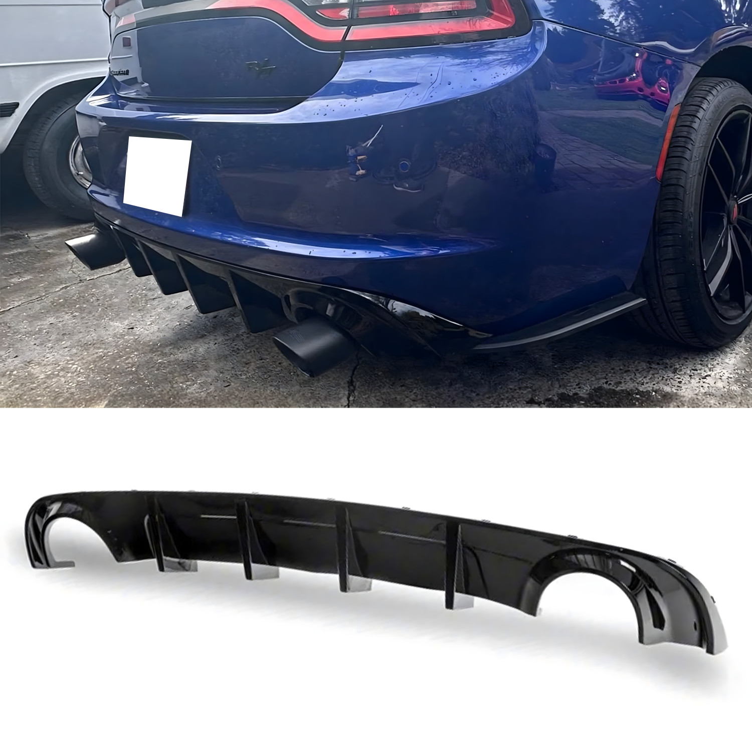 For Dodge Charger R/T SE SXT 2015-2023 Rear Bumper Diffuser Lip Gloss Black ABS