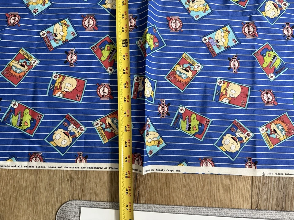 VTG 2000 Viacom Rugrats Cotton Fabric Nickelodeon 3ft x 5ft 5in Blue Character - Image 3 of 4