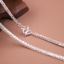 Pure Silver 999 Chain 2mm Width Wheat Link 20inch Sweater Necklace Stamp    999