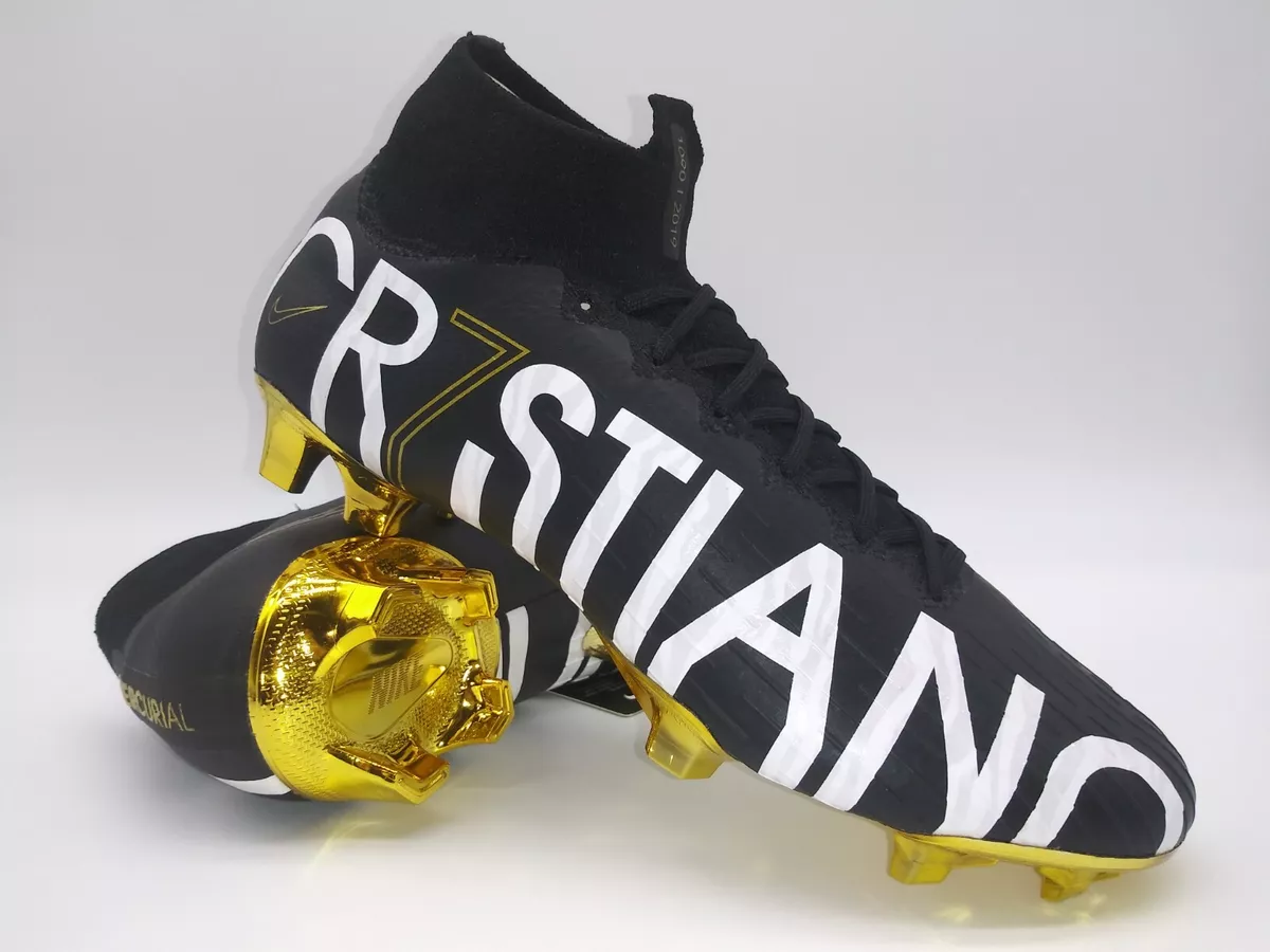 Nike Mens Rare Elite CR7 SE FG 007 Black Gold Cleats | eBay