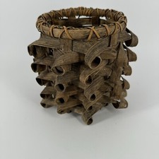 Native American Handled Curled Basket Passamaquoddy Penobscot VINTAGE