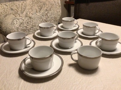 Gorham -1831- Warwick Platinum 8 Coffee Cups & 7 Saucers GORGEOUS!!!  #BxMM-15