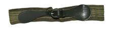 Vtg 80's Olive Green Elastic Adjustable Leather Buckle Stretch Belt Fits 26-30