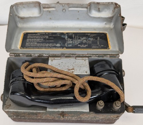 Vintage 1941 WWII British Military Field Telephone Type L Series Original - Photo 3/18