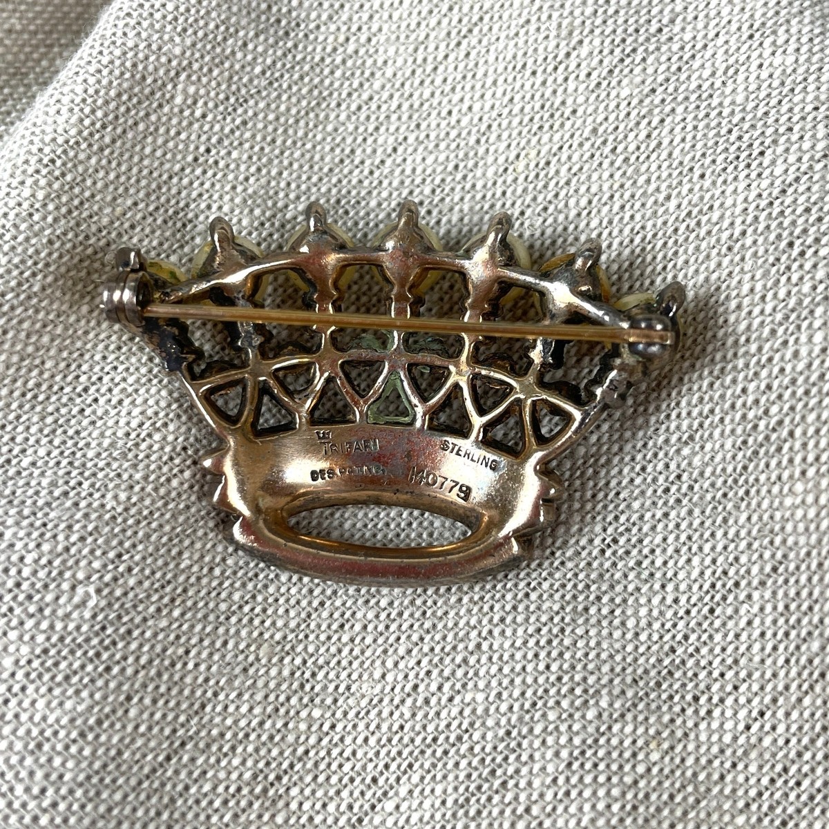 Rare Trifari Royal Crown sterling brooch #140779 - 1940s Rare Trifari Royal Crown sterling brooch #140779 - 1940s