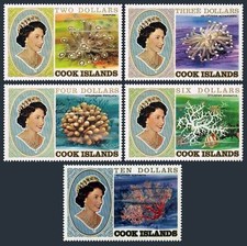 Cook Isls 582-586, MNH. Michel 763-767. Vida marina 1980-1982. Corales. QE II.