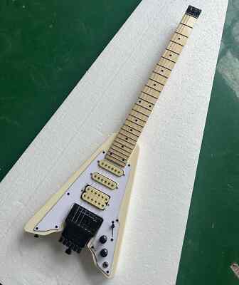 Headless Cream 6 Strings Electric Guitar Maple Fretboard Maple Neck SSH Pickups
