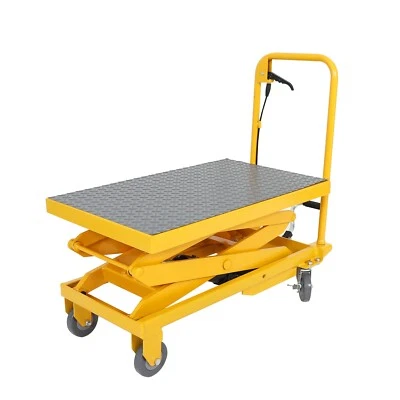 SILICONEHOSEHOME Hydraulic Lift Table Cart 500 lbs Manual Double Scissor Lift Table 50"
