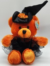 DanDee 2009 Teddy Bear Plush Orange Black Witch Costume Halloween w/ tag 9"
