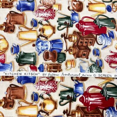 Coffeepots Teapots and Mugs by Hoffman International to quilt or sew 100% cotton