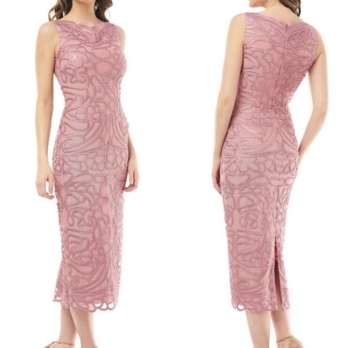 JS Collections Midi Length Soutache Embroidered Dress Sleeveless Size 8 Cocktail