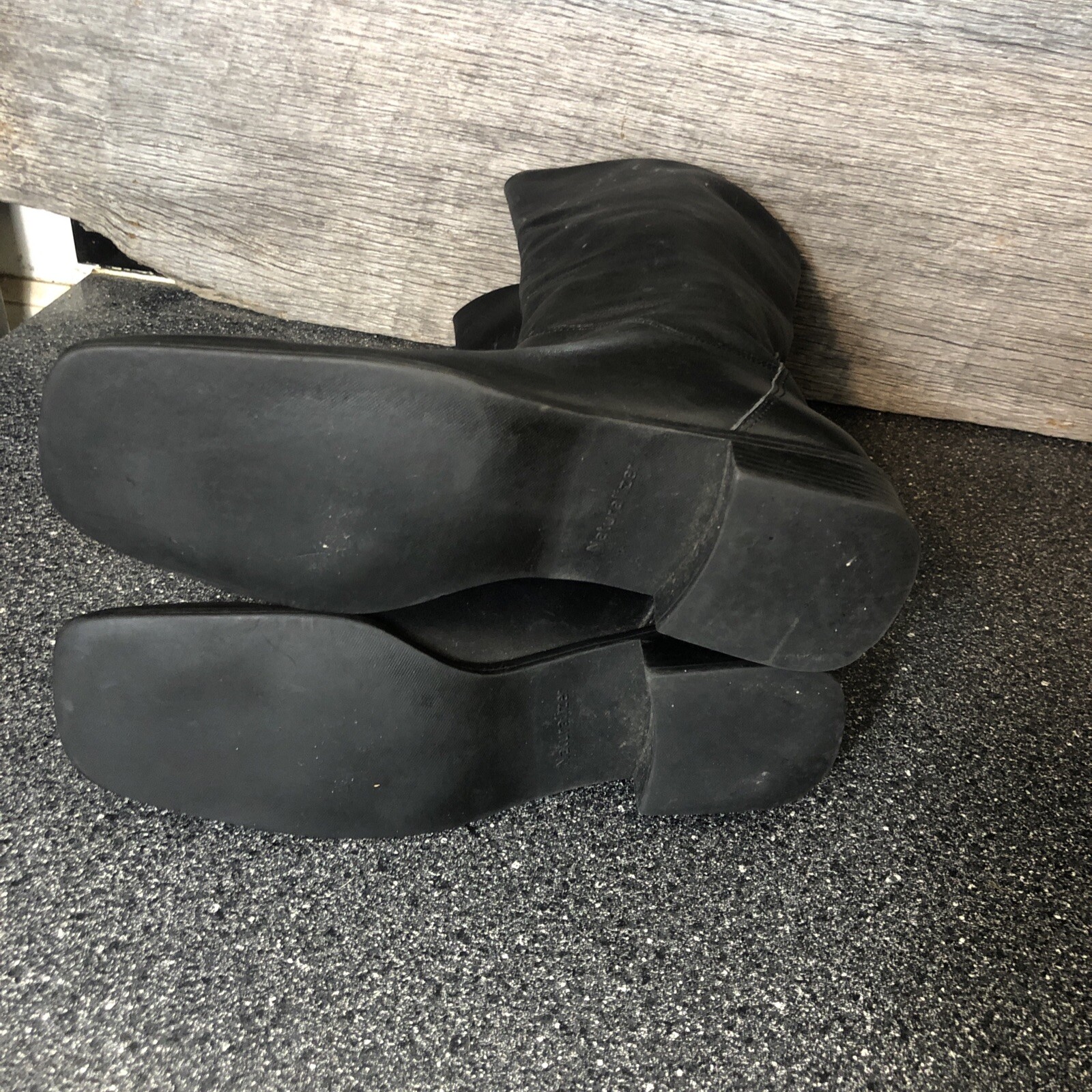 NATURALIZER Black Leather Mid Calf Pull On Boots Womens Size 8.5 N