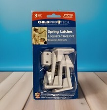 Child ProTech -Cabinet  Drawer Spring Latches 3 pcs WHITE Child-Proof Latches 