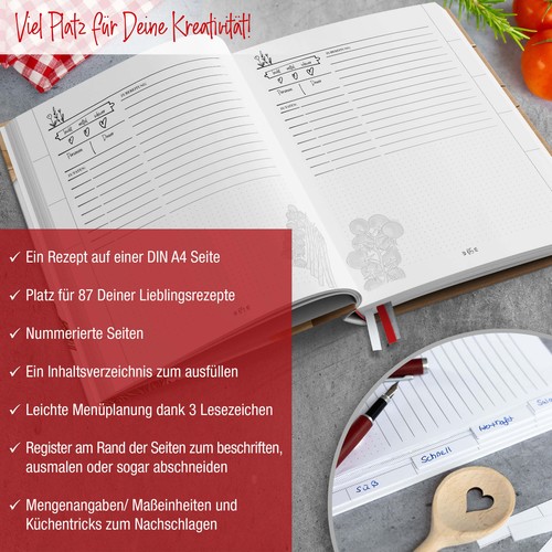 Rezeptbuch selberschreiben A4 Kochbuch Kochen Backen Hardcover DIY Packpapier - Bild 4 von 6