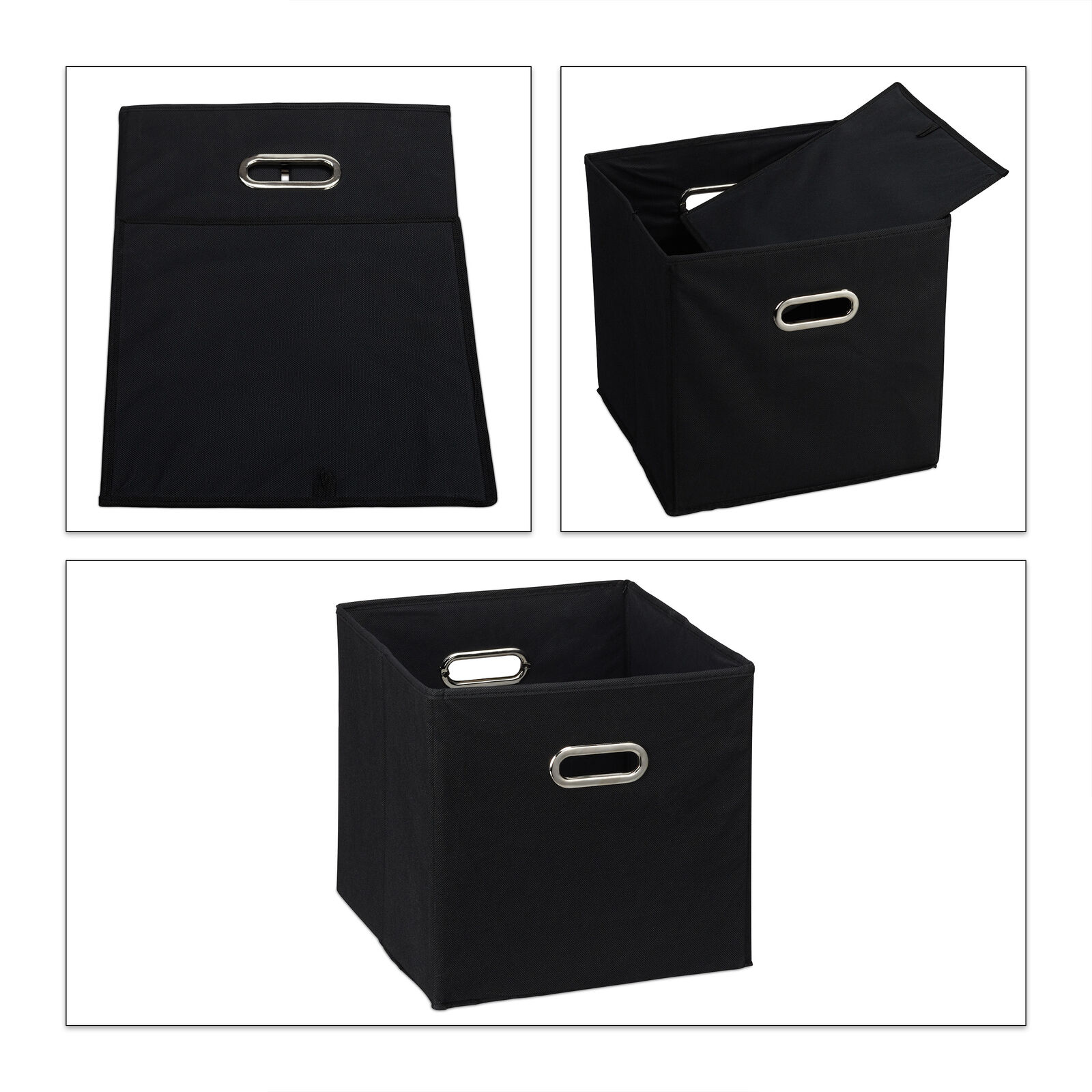 12 x Aufbewahrungsbox schwarz, Faltkiste, Stoffkorb Regalbox ohne Deckel Staubox