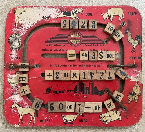 Vintage Richmond Educational Spelling Board Letters & Numbers Home school 1948 - 第 2/2 張圖片