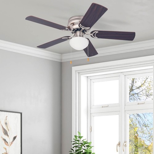 Stylish 42-Inch Flush Mount Ceiling Fan with Light, Ideal for Small Rooms - Picture 13 of 13