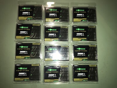 12 PACKUNGEN Korda Kaptor Haken Größe 4 Choddy Barbless Karpfenangeln 120 HAKEN