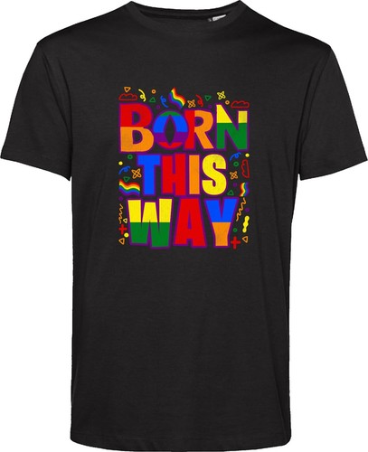LGBTQ Pride Month T Shirt Born This Way Rainbow Flag Pride flag Awareness Top - Picture 3 of 4