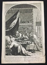Francois Chauveau Engraving After Le Vie De St. Bruno Sueur Plate 2 Sick 1660