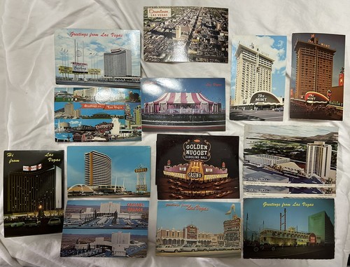Vintage Postkarten Lot von 10+ Las Vegas The Mint Casinos Zirkus Luftdünen +