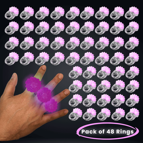 LED Light Up Flashing Pink Jelly Bumpy Rings - Pack of 48 By Party Glowz - Picture 2 of 2
