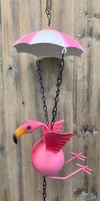 Flamingo With Umbrella Bouncy Metal Windchime  33" x 6"