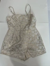 Altar’d State Cream And Gold Romper Size Medium Adjustable Straps 