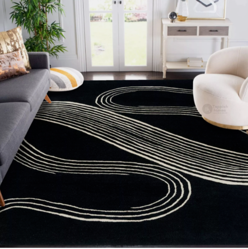 Hand Tufted Woollen Carpet Living Room Black Modern Floor Area Rug Non Slip Mat - 第 3/12 張圖片