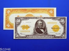 Reproduction $50 1922 Gold US Paper Money Currency Copy
