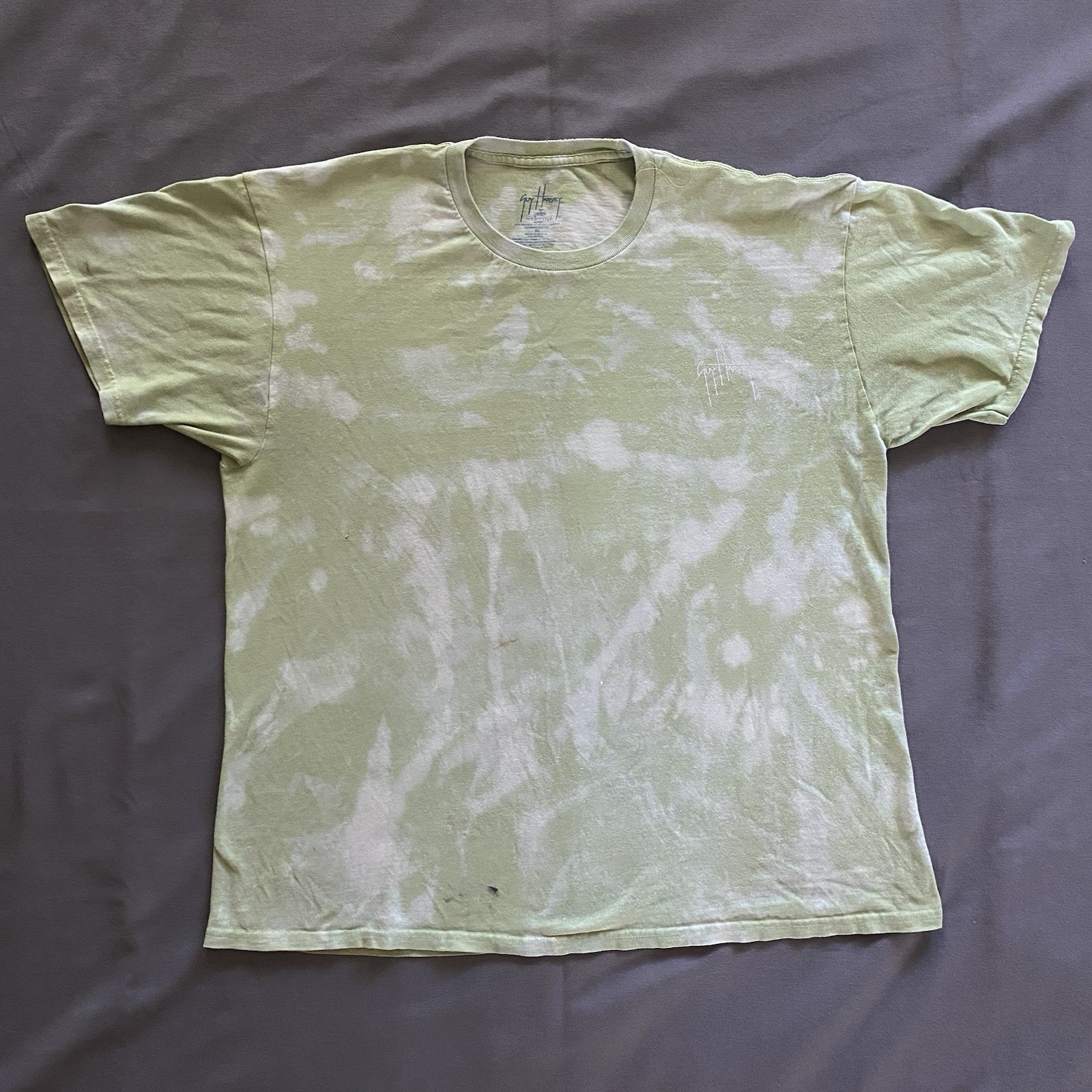 2010s Guy Harvey T Shirt Mens XL Light Green Bleach Dye Fish Fishing Marlin