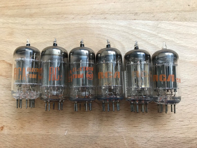 Double-triode tubes 5687 RCA bronze plates. NOS made in USA