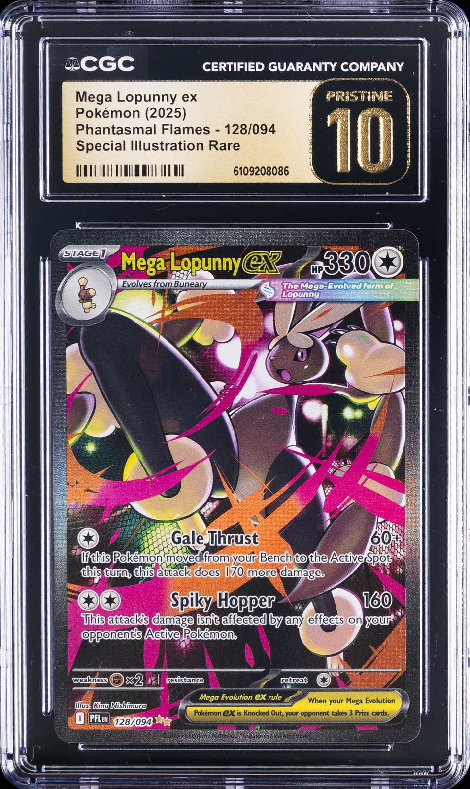 2025 POKEMON PHANTASMAL FLAMES #128/094 MEGA LOPUNNY EX CGC 10 PRISTINE