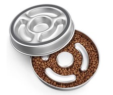 Slow Feeder Dog Bowl Stainless Steel, 2 Cups Metal Non-Slip Dog Food Bowl Dogs