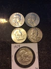 5 COIN LOT FRANKLIN HALVES 1949 1954 1962-D 1962-D 1963-D SILVER
