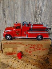 1950's Tonka No 46 Suburban Pumper In Box, Firetruck, Scoop On Hood, Nice Orig