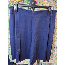199 Liz Sport Navy Blue Pleated Culottes Wide Leg - Skirt Shorts Vintage 14