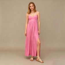 NWOT Farm Rio Linen Blend Pink Sleeveless Midi Dress Size XL