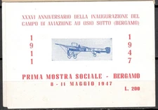 EI2178 Italy poster stamps - 36th Bergamo opening aviation field 1947