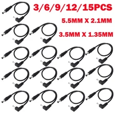 3-15Pc For CCTV DC Power 5.5*2.1mm Male to 3.5*1.35mm Right Angle Adapter Cable