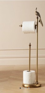 Anthropologie Ida Peacock Antiqued Brass Standing Toilet Paper Holder