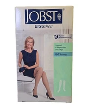 Jobst Support Compression Stockings, Knee,C.T. Lg,9.5-11,CT,8-15mmHg,Sun Bronze