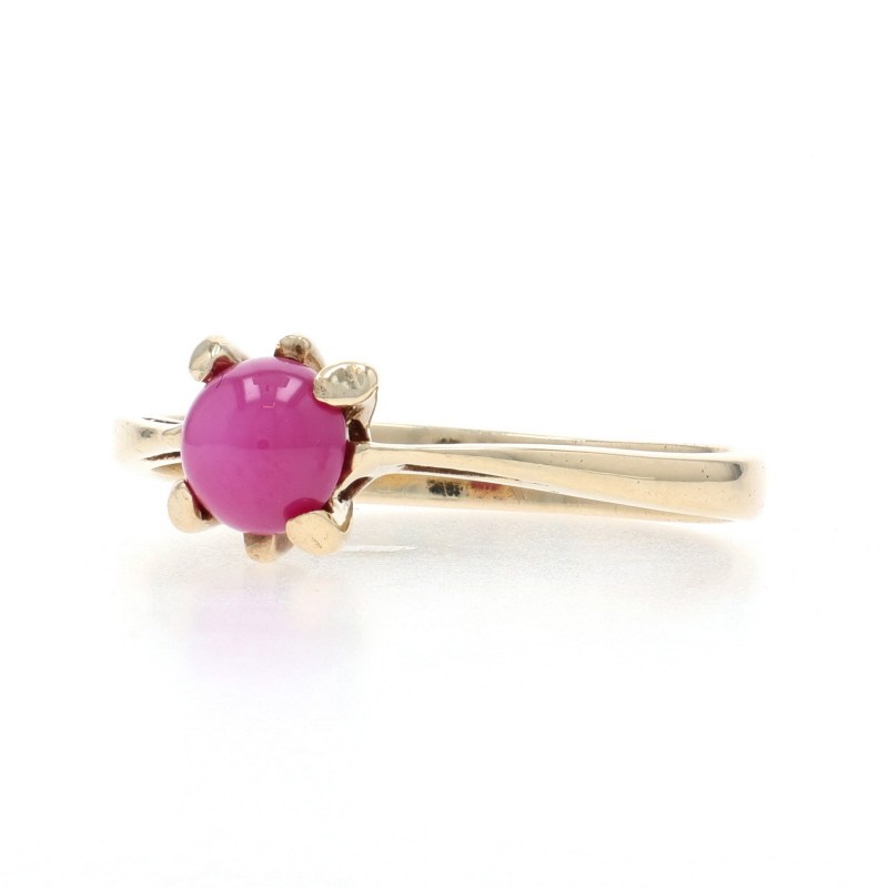 Yellow Gold Lab-Created Star Ruby Solitaire Ring … - image 4