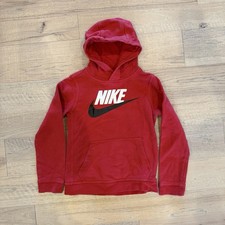 Nike Kid's Medium Unisex Sportswear Club Fleece Pullover Cotton Blend Red Hoodie