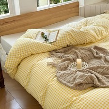 NSNLGSGC Yellow Gingham Weighted Blanket Cover, 48"x72"