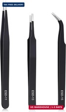 3PCS Precision Tweezers Set, Upgraded Anti-Static Stainless Steel of Tweezers, f